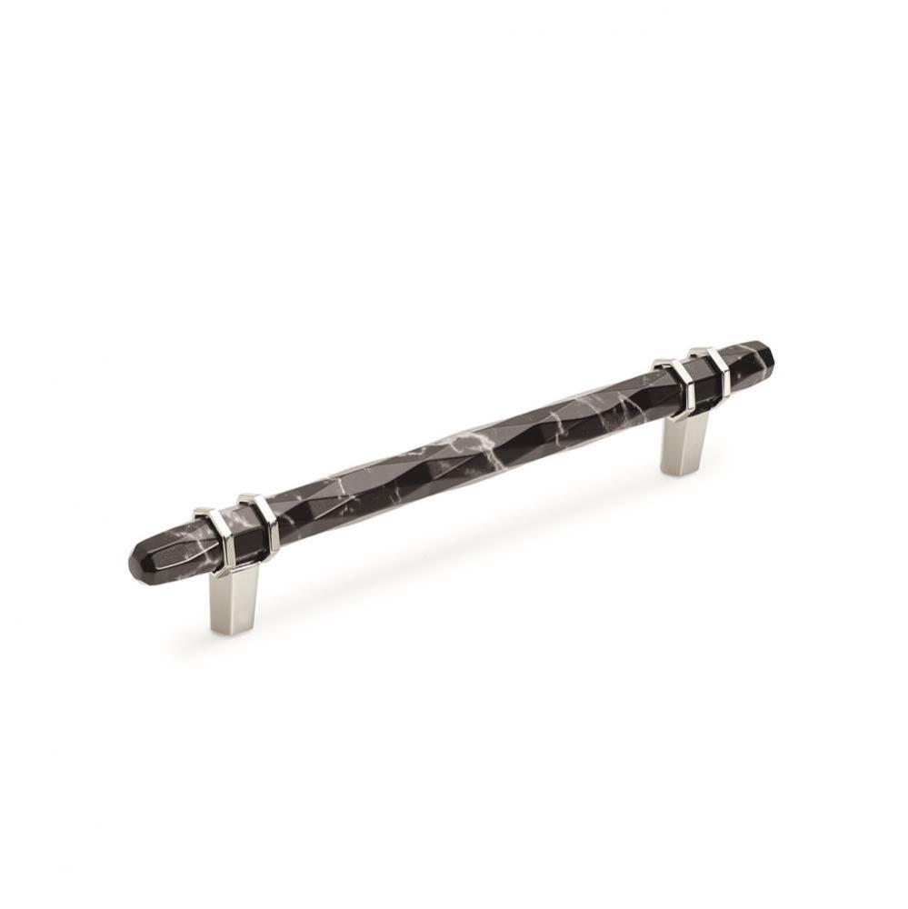 Carrione 6-5/16 in (160 mm) Center-to-Center Marble Black/Polished Nickel Cabinet Pull