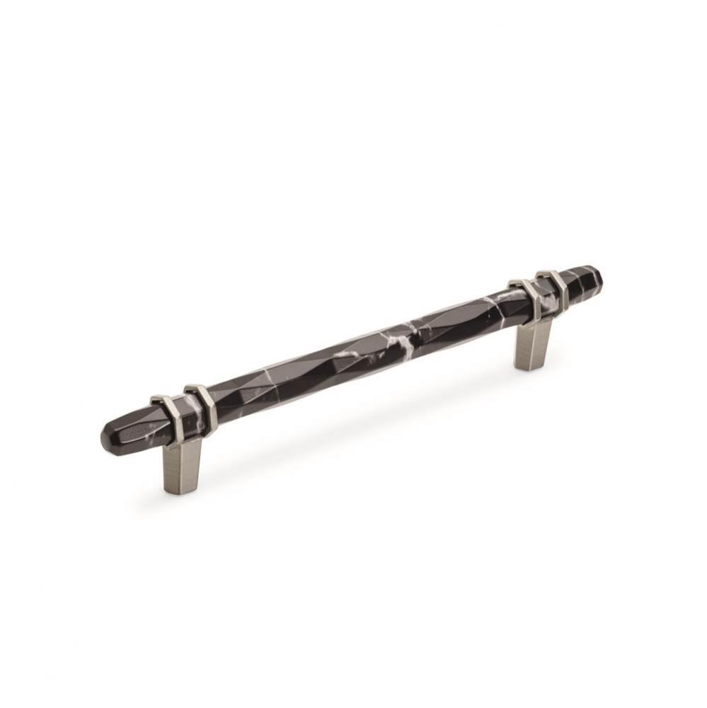 Carrione 6-5/16 in (160 mm) Center-to-Center Marble Black/Satin Nickel Cabinet Pull