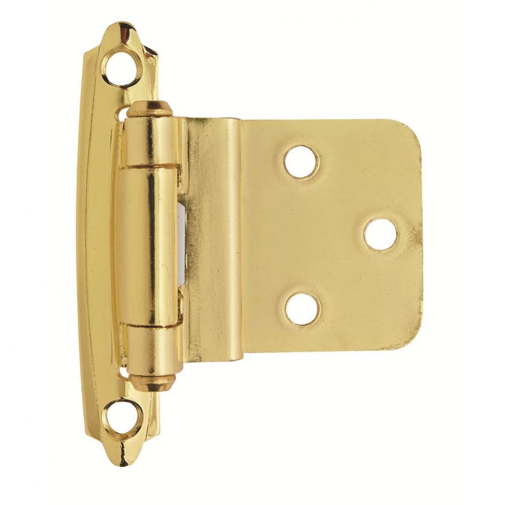 3/8in (10 mm) Inset Self-Closing, Face Mount Polished Brass Hinge - 2 Pack