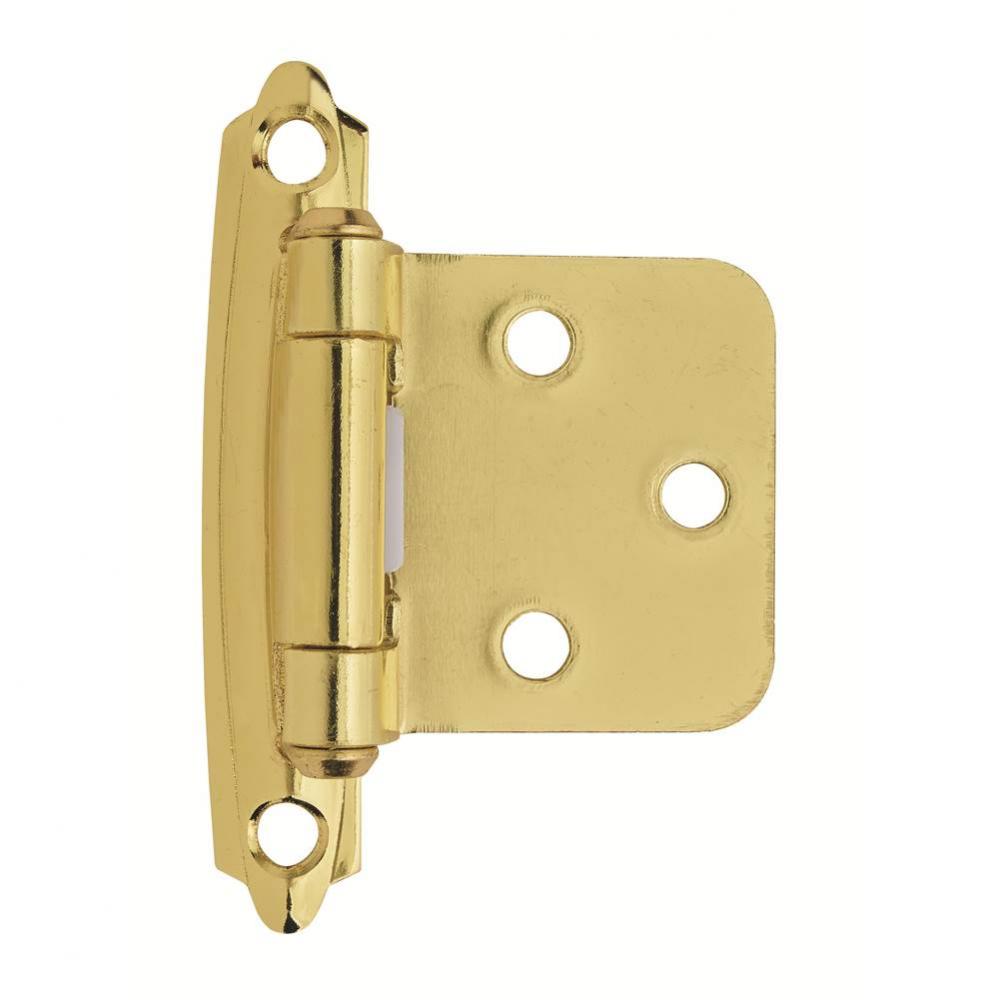 Variable Overlay Self-Closing, Face Mount Polished Brass Hinge - 2 Pack