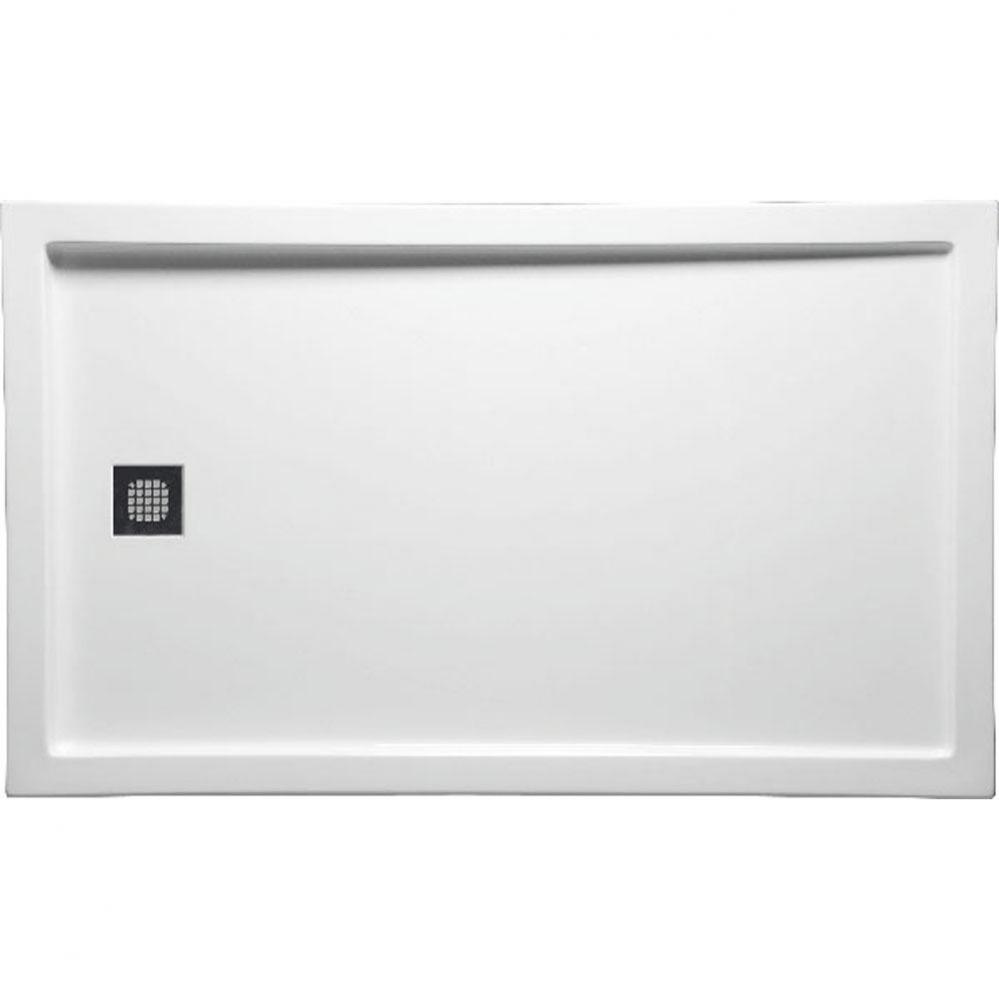 60'' x 32'' End Drain Left DS Base w/Channel Drain - Biscuit