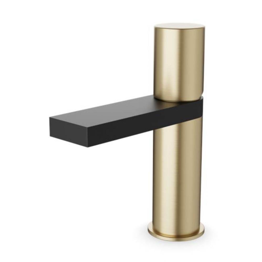 Novi Square & Round Single Hole Lavatory FaucetSatin Brass/Black