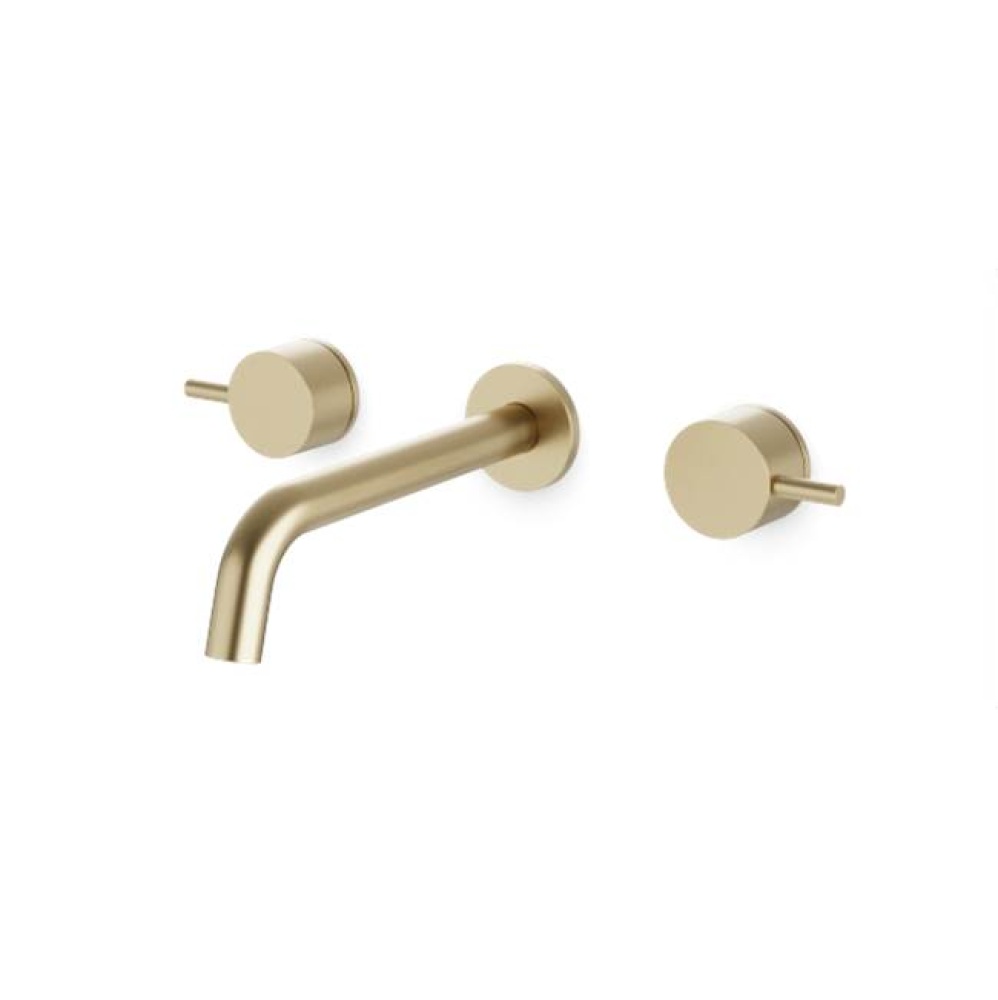 Opera 3 Hole Wall Mount Tub Filler, Satin Brass
