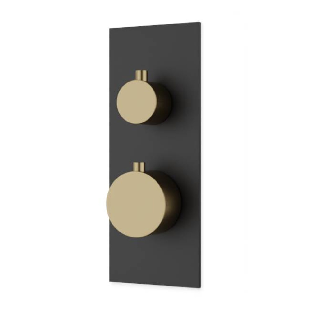 Thermostat with Diverter Trim Kit Linear Satin Brass Black