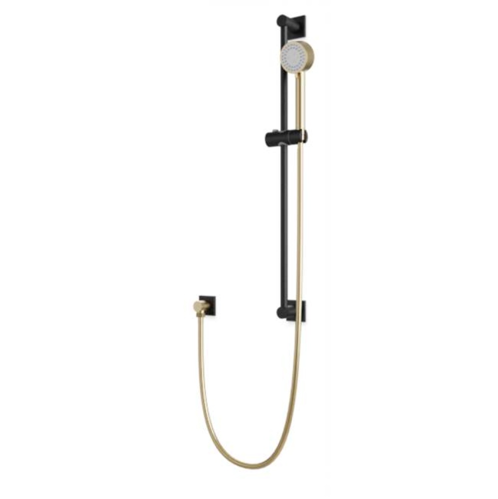 Square & Round Slidebar Kit with Separate Water Outlet and Multifunction Hand Shower Satin Bra