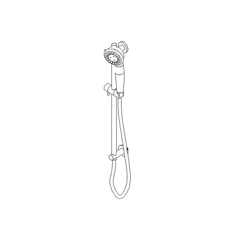 Four Function Flexible Hose Shower Kit with Slide Bar,