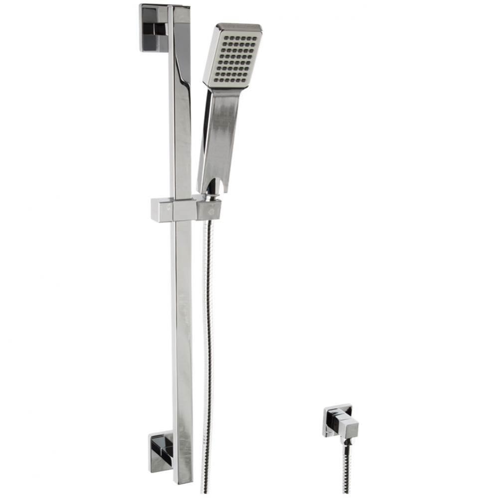 Flexible Hose Shower Kit with Square Slide Bar, Chrome