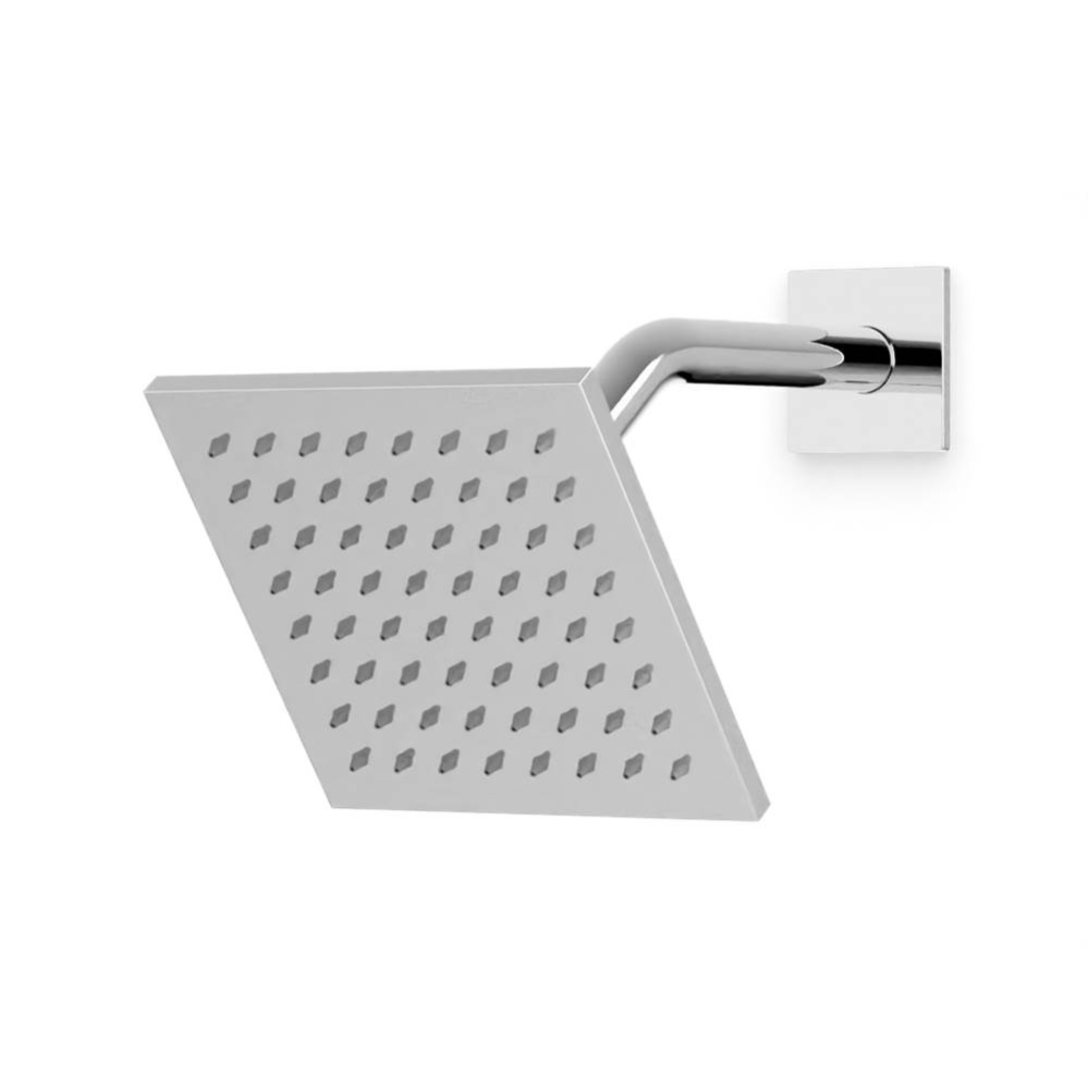 6'' Shower Rainhead Wall Mount, Angled Arm, SQU, Chrome