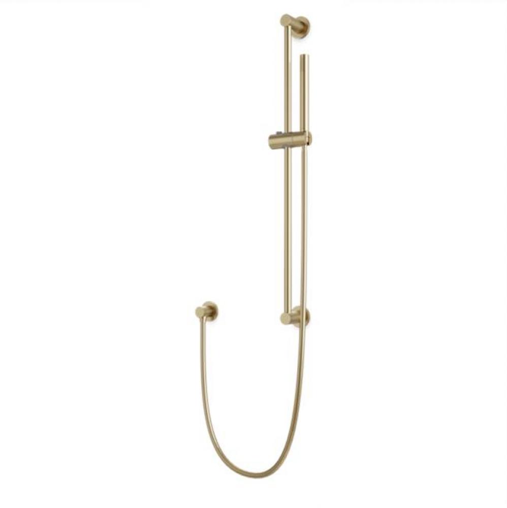 Round Slidebar Kit with Separate Water Outlet and Hand Shower Satin Brass
