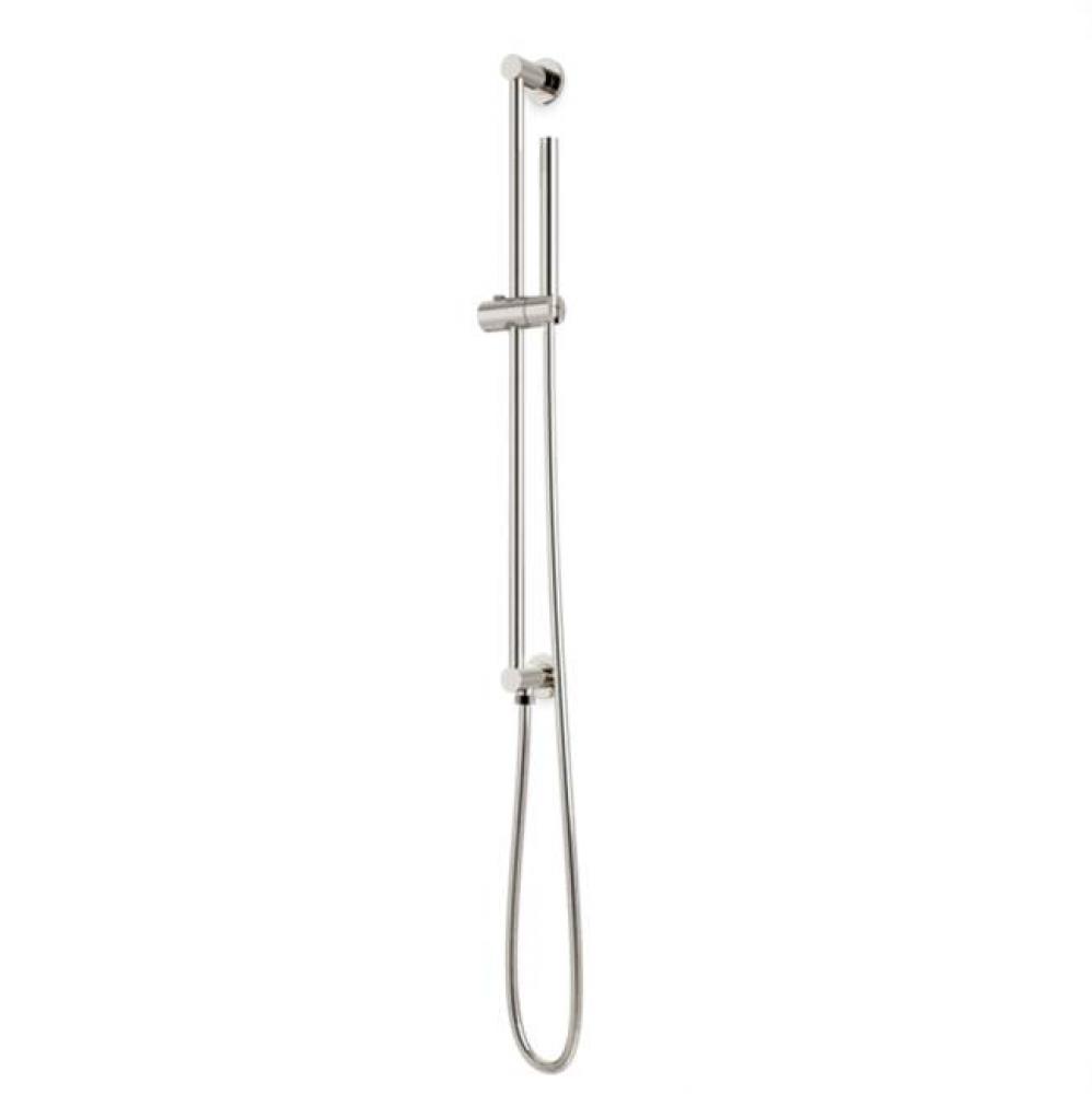 Round Slidebar Kit with Integrated Water Outlet and Hand Shower Polished Nickel