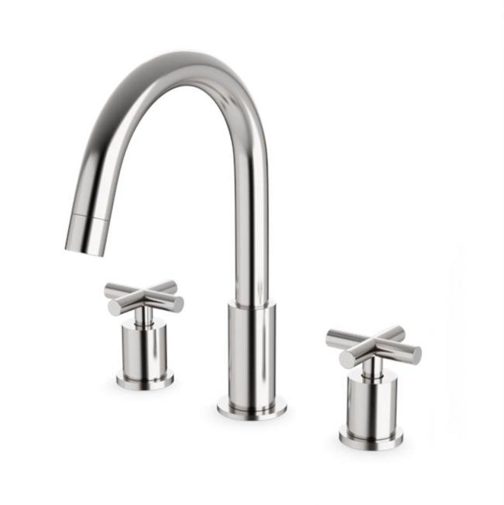 Round 8'' Widespread Lavatory Faucet with Cross Handles Brushed Nickel