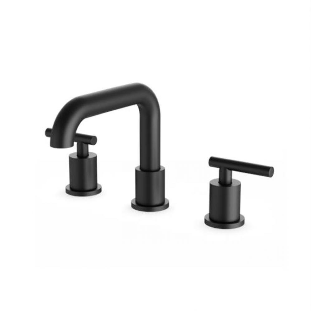 Round 8'' Widespread Lavatory Faucet with Low Spout & Lever Handles Black