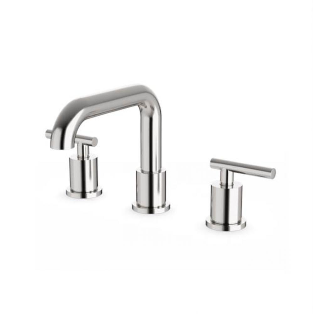 Round 8'' Widespread Lavatory Faucet with Low Spout & Lever Handles Brushed Nickel