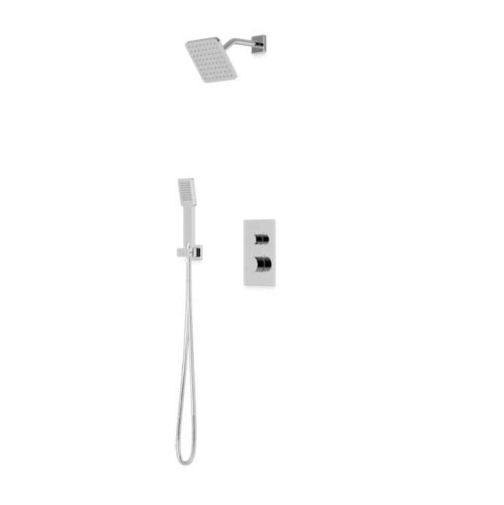 Trova Square Thermostatic Shower Trim Kit with Hand Held Shower Chrome
