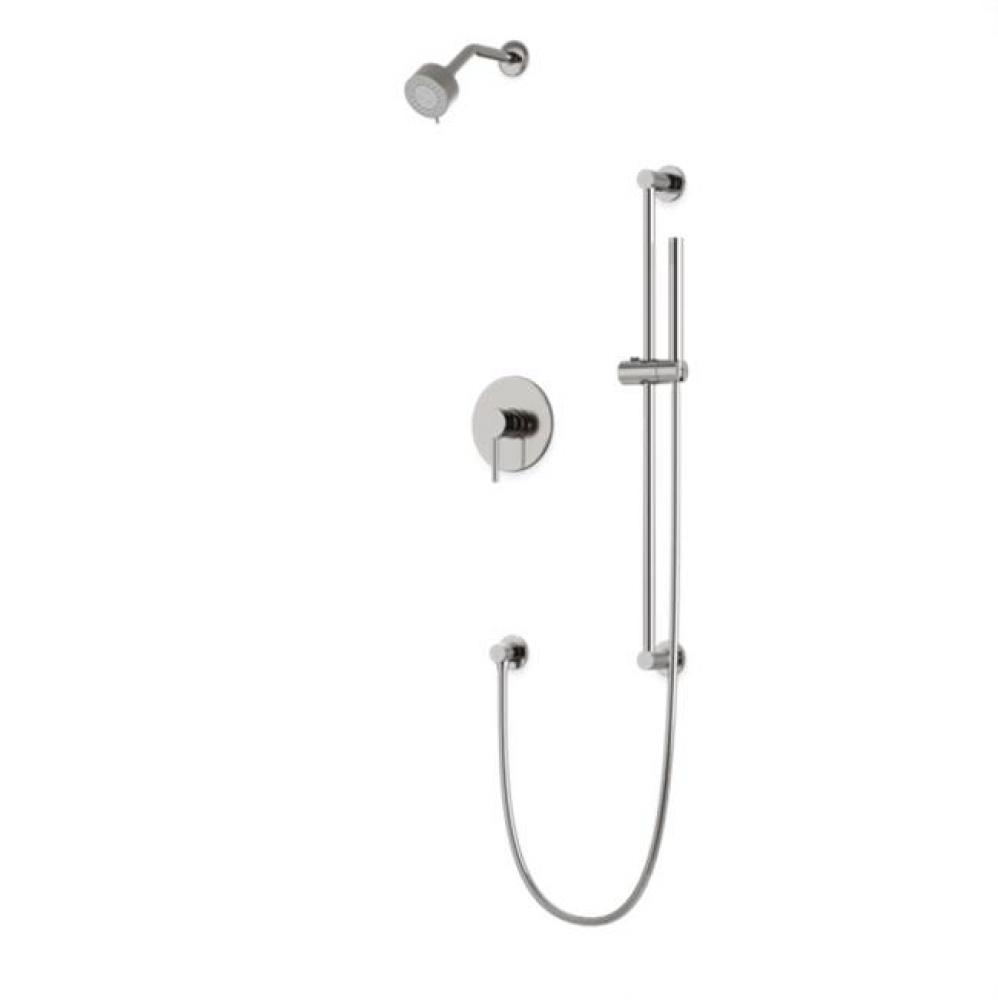 Round 2-Way Pressure Balance Shower Trim Kit with Multifunction Shower Head and Hand Held Shower o