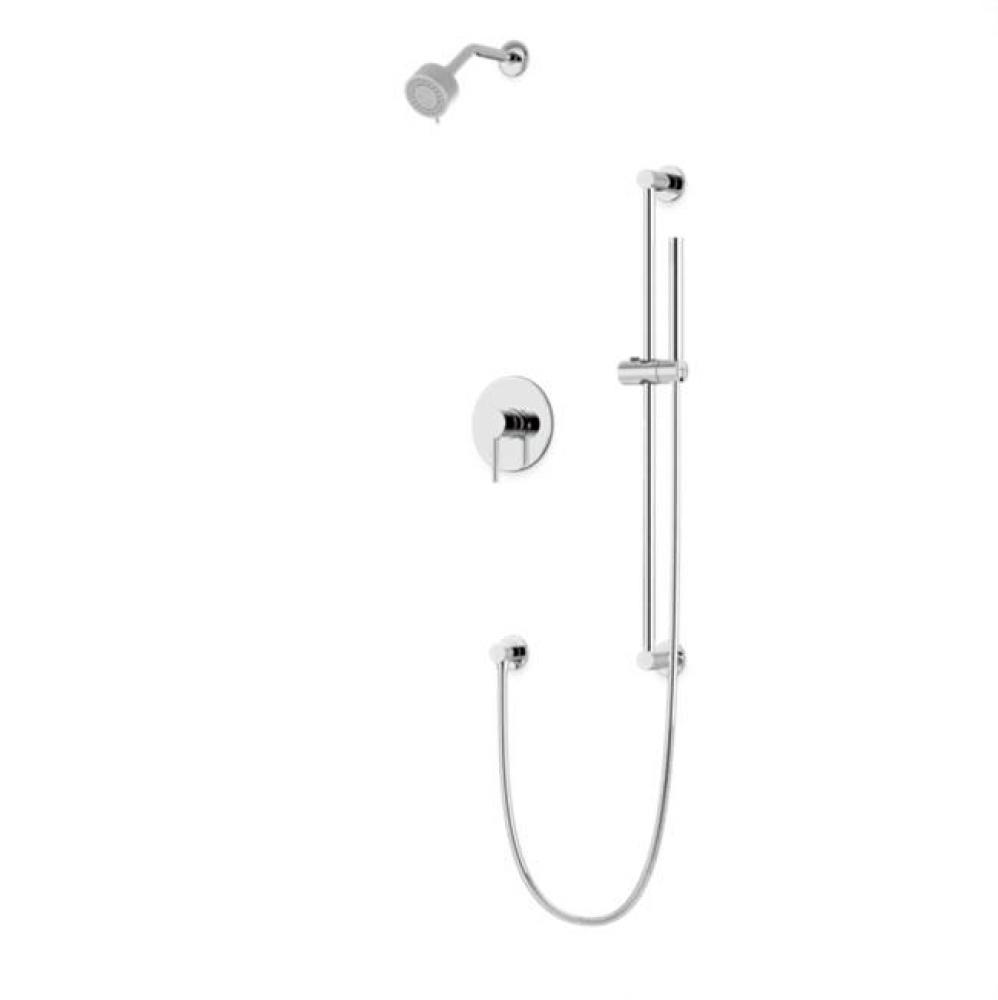 Round 2-Way Pressure Balance Shower Trim Kit with Multifunction Shower Head and Hand Held Shower o