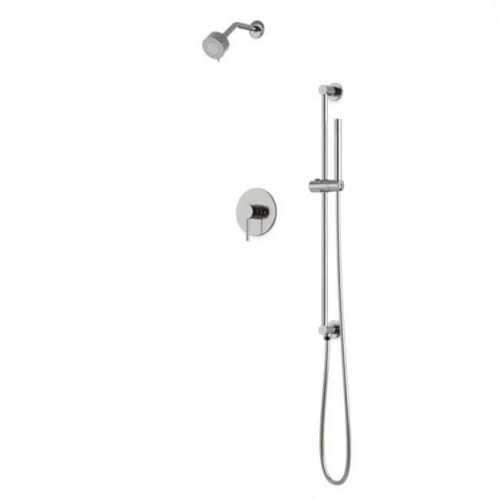 Round 2-Way Pressure Balance Shower Trim Kit with Multifunction Shower Head and Hand Held Shower o