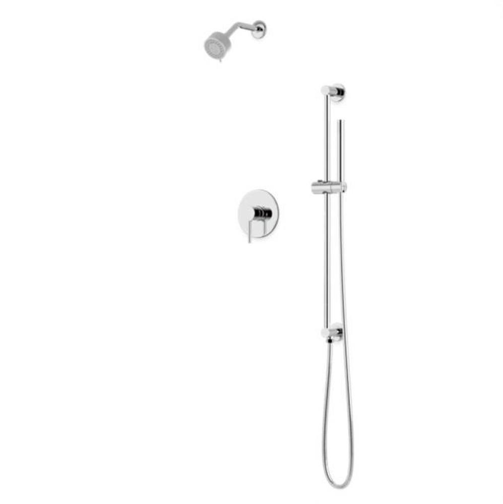 Round 2-Way Pressure Balance Shower Trim Kit with Multifunction Shower Head and Hand Held Shower o