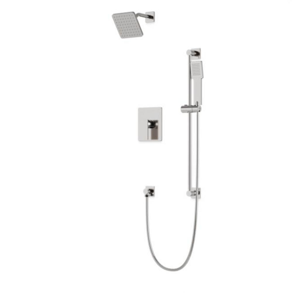 Square 2-Way Pressure Balance Shower Trim Kit with Hand Held Shower on Slide Bar with Separate Wat