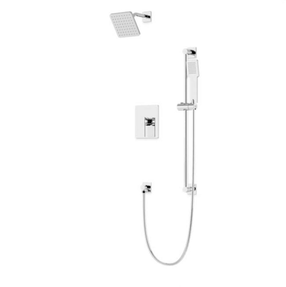 Square 2-Way Pressure Balance Shower Trim Kit with Hand Held Shower on Slide Bar with Separate Wat