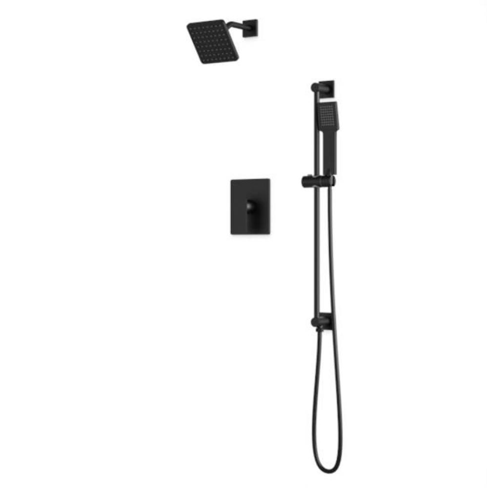 Square 2-Way Pressure Balance Shower Trim Kit with Hand Held Shower on Integrated Slide Bar Matte
