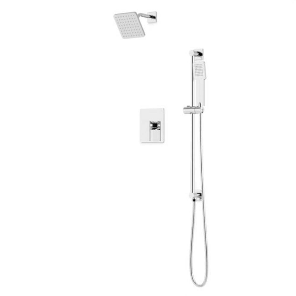 Square 2-Way Pressure Balance Shower Trim Kit with Hand Held Shower on Integrated Slide Bar Chrome