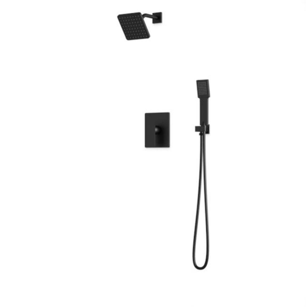 Square 2-Way Pressure Balance Shower Trim Kit with Hand Held Shower Matte Black