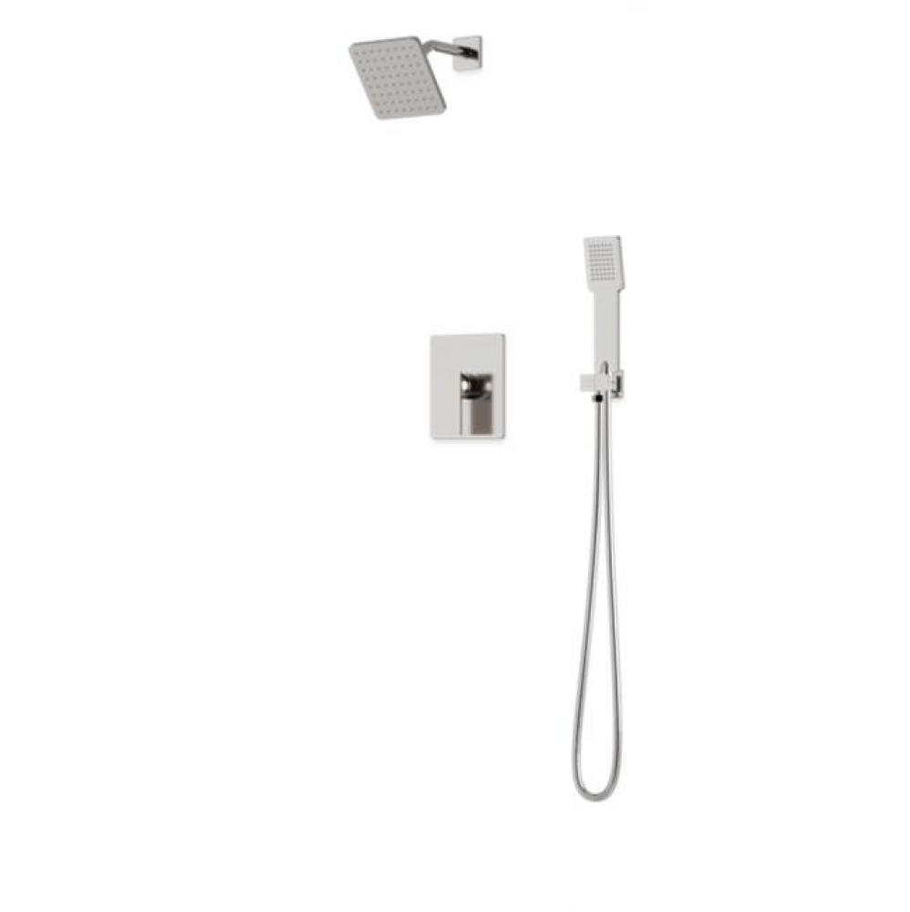 Square 2-Way Pressure Balance Shower Trim Kit with Hand Held Shower Brushed Nickel