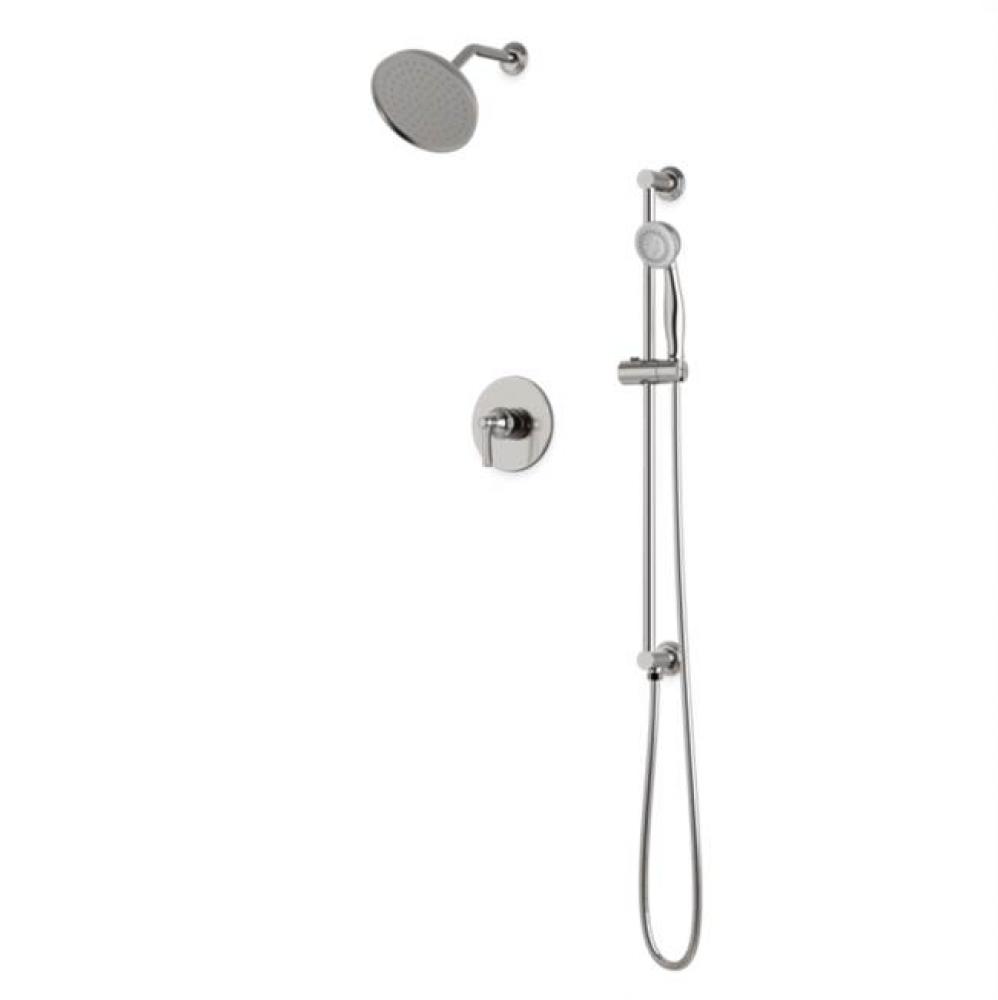 Classic 2-Way Pressure Balance Shower Trim Kit with Hand Held Shower on Integrated Slide Bar Brush