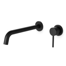 Artos F501-9-1BK - Round In-Wall Single Handle Lavatory Faucet with Extended Spout Matte Black
