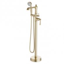 Artos FS511TKSB - Classic Floor Mount Tub Filler Trim Kit with Hand Held Shower Satin Brass