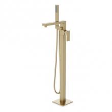 Artos FS520TKSB - Trova Square Floor Mount Tub Filler Trim Kit with Hand Held Shower Satin Brass