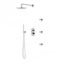 Artos PS128CH - Opera Round Thermostatic Shower Trim Kit with Wall Mount Shower Head, Hand Held Shower, Body Jets