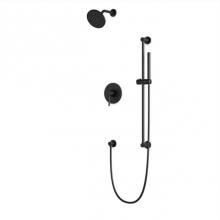 Artos TS253BK - Round 2-Way Pressure Balance Shower Trim Kit with Rain Shower Head and Hand Held Shower on Slide B