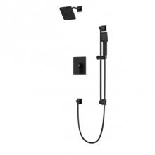 Artos TS273BK - Square 2-Way Pressure Balance Shower Trim Kit with Hand Held Shower on Slide Bar with Separate Wat