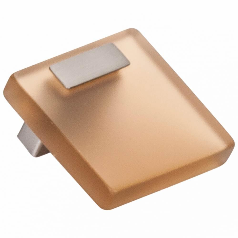 Quad Brushed Nkl./Trans. Lt. Brown Knob