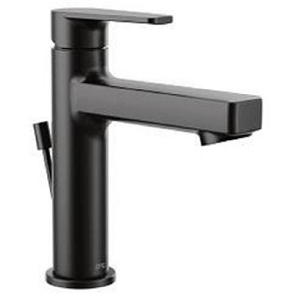 Matte black one-handle low arc bathroom faucet