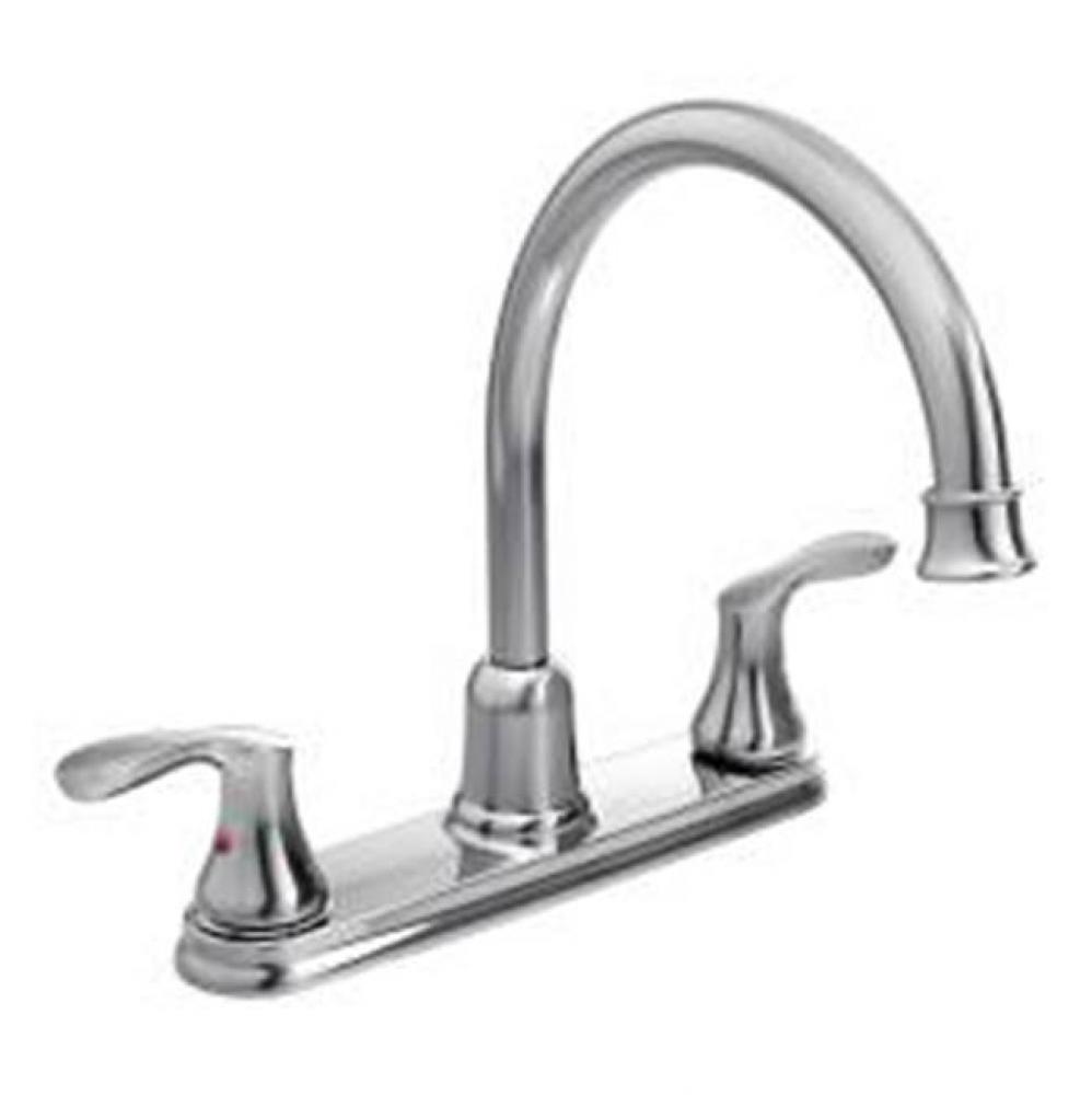 Chrome two-handle high arc kitchen faucet