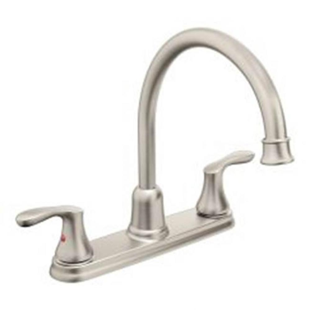 Chrome two-handle high arc kitchen faucet