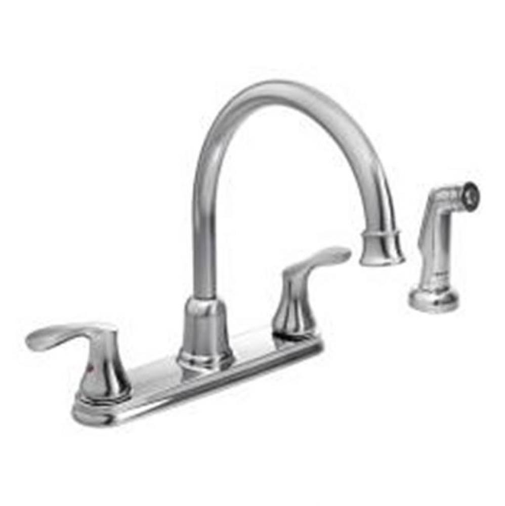 Chrome two-handle high arc kitchen faucet