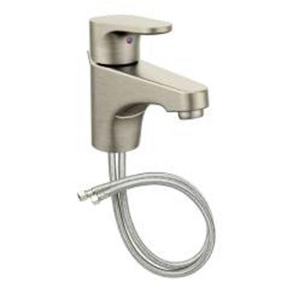 Brushed nickel one-handle bathroom faucet