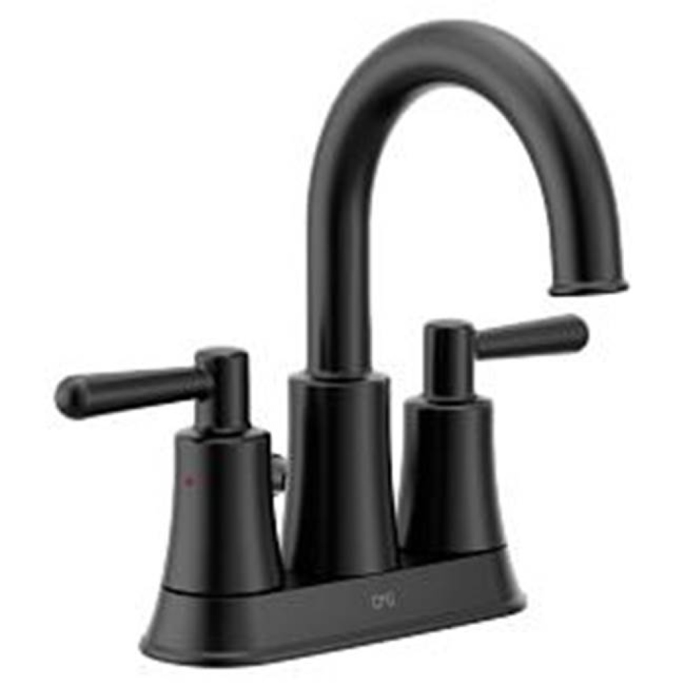 Matte black two-handle high arc bathroom faucet