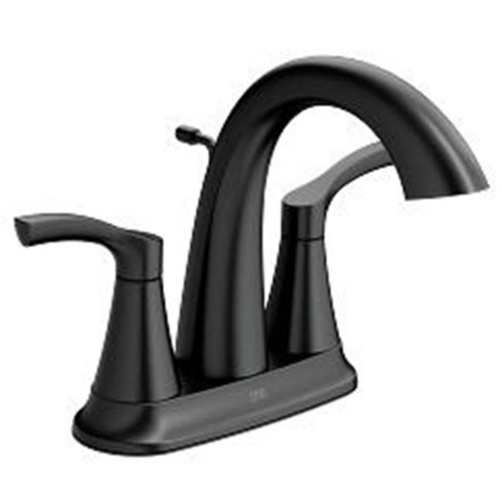Matte black two-handle high arc bathroom faucet