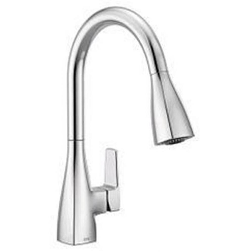 Chrome one-handle high arc pulldown kitchen faucet