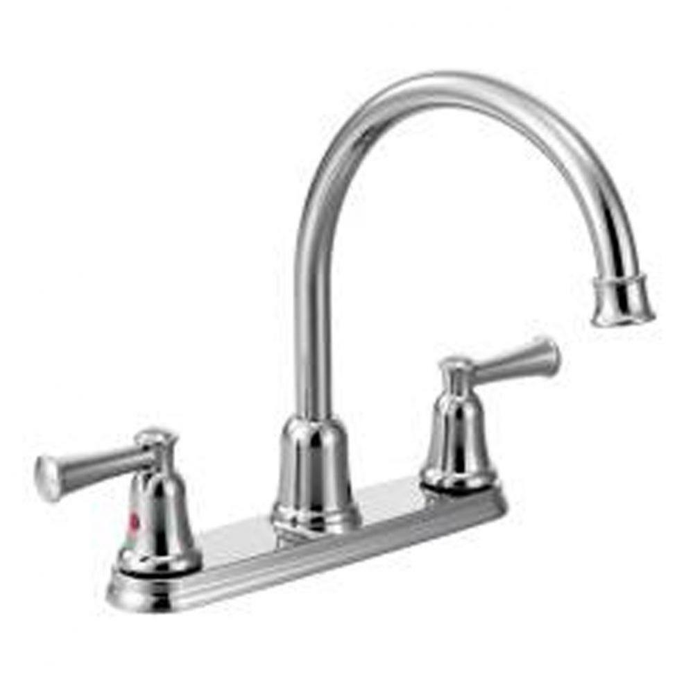 Chrome two-handle high arc kitchen faucet