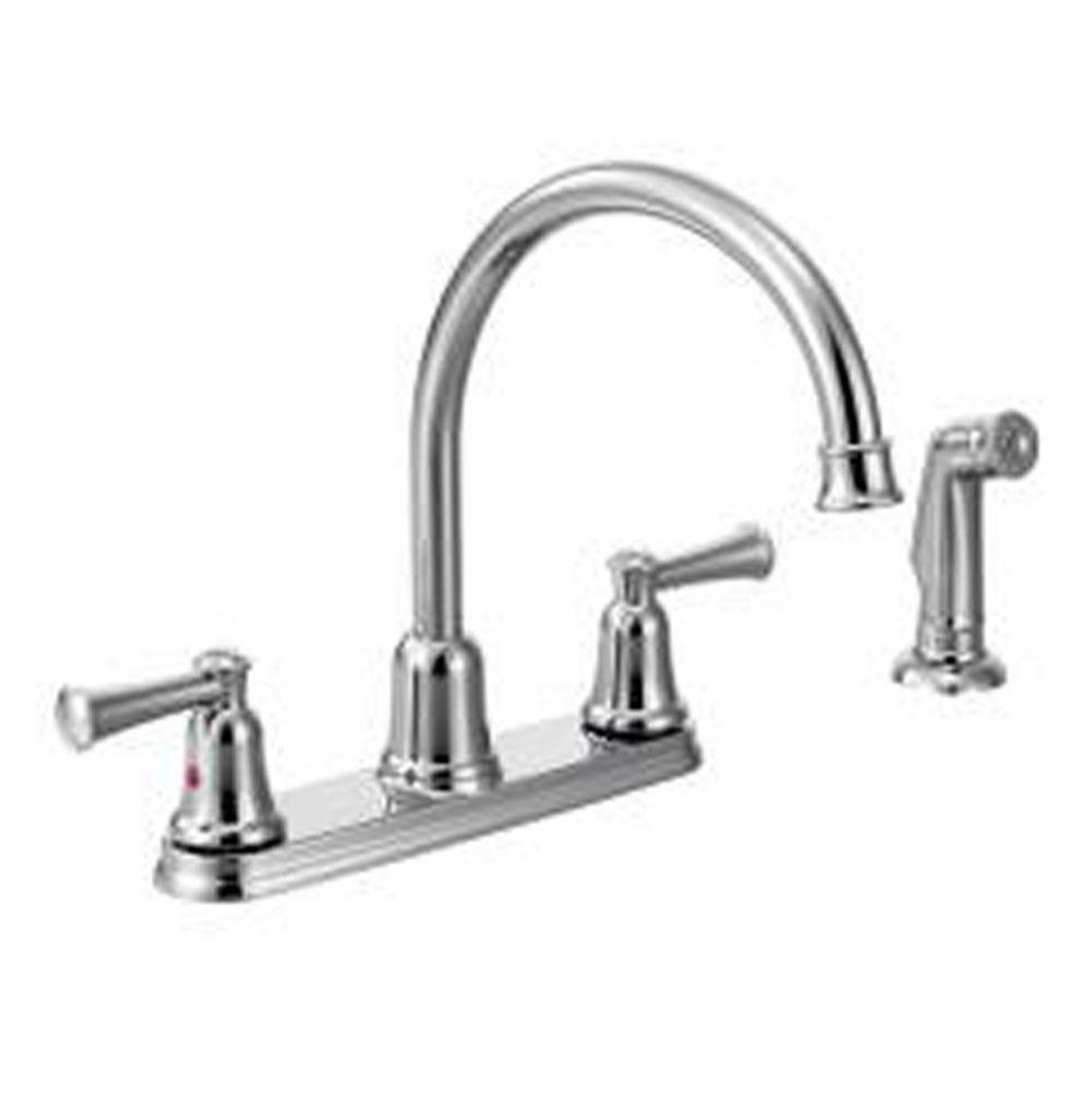 Chrome two-handle high arc kitchen faucet