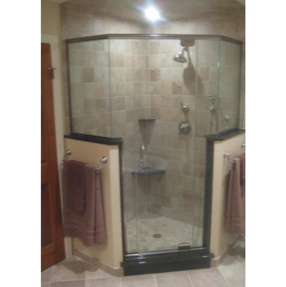GAP-1669BB Glasstec Frameless Neo Angle with (2) Buttress Return Panels, Top & Botto