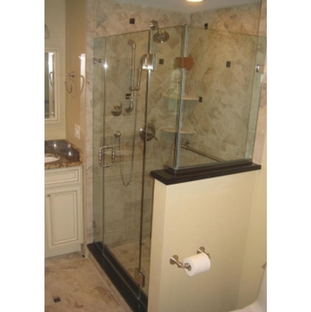 GG-1632NB Door & Adjacent Side Panels with 90 Degree Return, Satin Nickel, 3/8'' Cle