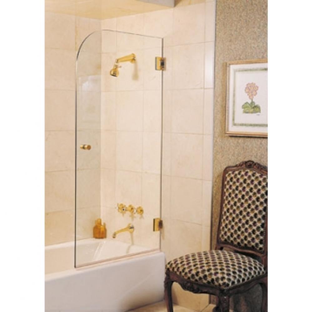 GWS-100 Hinged Spray Panel, Polished Brass, 3/8'' Clear Glass, 1-1/4'' Pull Kn