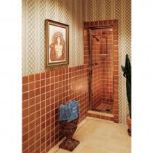 Century Bathworks B-71 - B-71 Single Door with Built In Grills, 1'' Frame, Antique Brass, Clear Glass